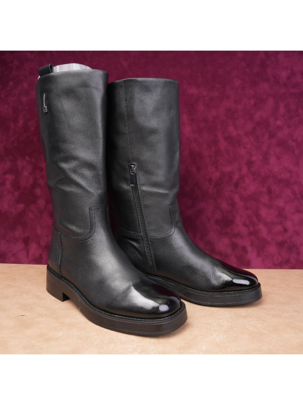 Franco Sarto Women Trevi Black Leather Zip Boho Fashion Festival Boots sz 10